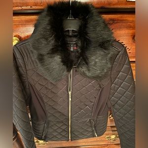 White House Black Market Fur collar Jacket